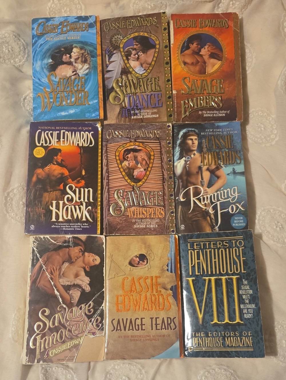 Cassie Edwards Savage Romance 9 Paperback Book Lot Bundle Vintage Penthouse
